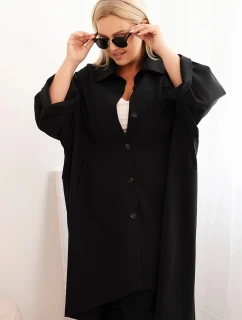 Dámská plus size narzutka Punto s bavlnou a knoflíky černá