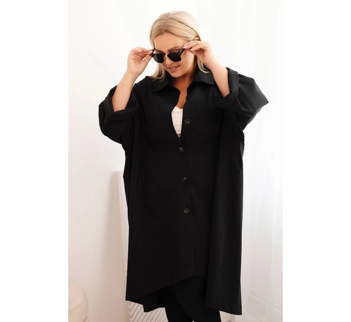 Dámská plus size narzutka Punto s bavlnou a knoflíky černá