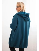 Dámská mikina Plus Size zateplená s kapucí a zipem mořská Dámská mikina Plus Size zateplená s kapucí a zipem mořská