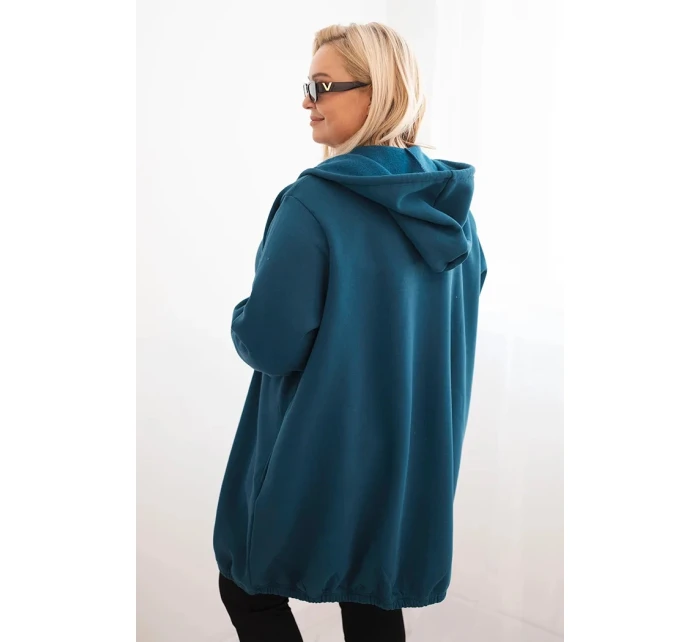 Dámská mikina Plus Size zateplená s kapucí a zipem mořská Dámská mikina Plus Size zateplená s kapucí a zipem mořská