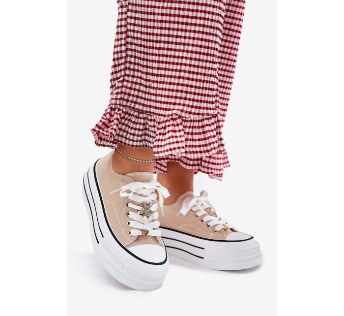 Dámské Tenisky Na Platformě Se Zlatými Béžové model 21701231 - Boto Dámské Tenisky Na Platformě Se Zlatými Béžové model 21701231 - Boto