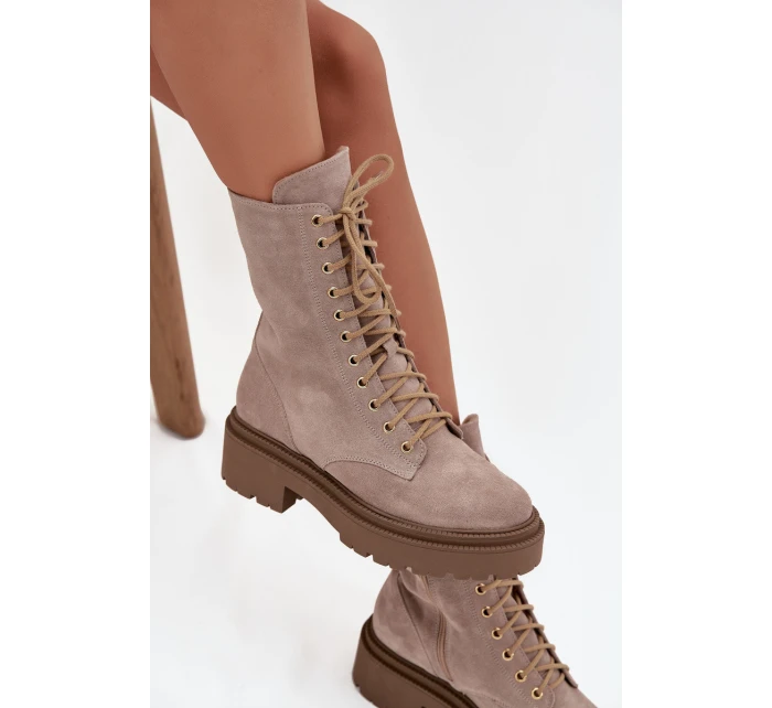 Dámské workery z pravé semišové kůže s vyhříváním Zazoo 4213 béžové