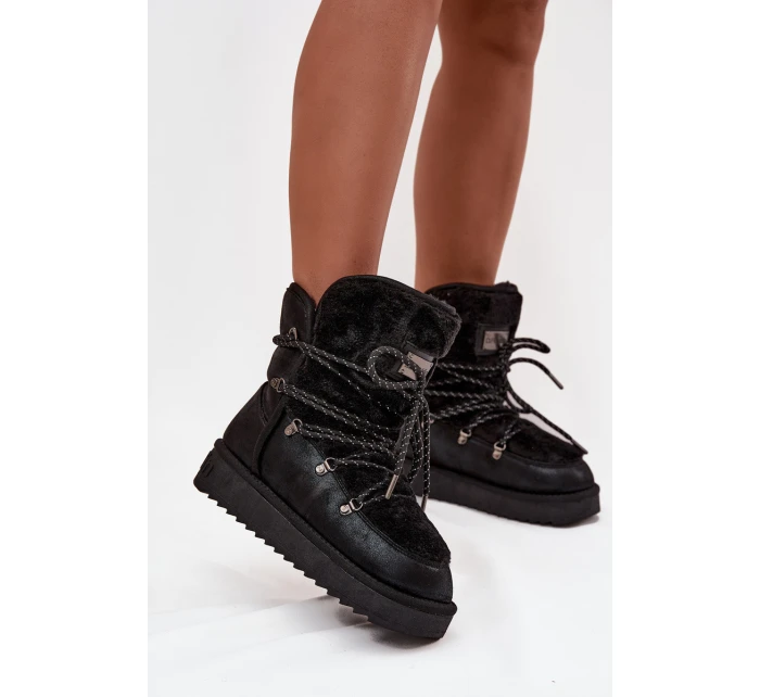 Dámské sněhule na platformě s kožešinou model 21714055 Černé - D.Franklin