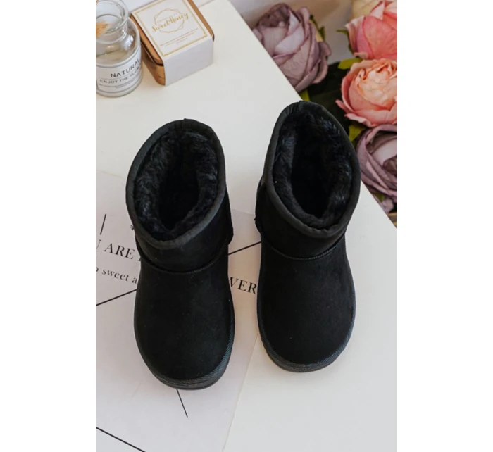 Dětské Teplé Sněhule Semišové černé Gooby Dětské Teplé Sněhule Semišové černé Gooby