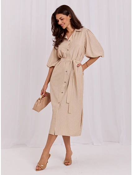 Sukienka LK SK model 22285665 beżowy - FPrice Sukienka LK SK model 22285665 beżowy - FPrice