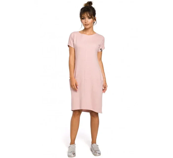 Midi šaty s kapsami ve  pudrové model 15096911 - BeWear