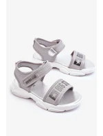 Dětské sandály na suchý zip Big Star LL374194 stříbrne Dětské sandály na suchý zip Big Star LL374194 stříbrne