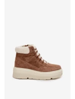 Dámské semišové sněhule Vinceza s kožešinou na platformě – camel Dámské semišové sněhule Vinceza s kožešinou na platformě – camel