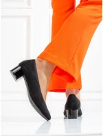 Designové  lodičky dámské černé na širokém podpatku