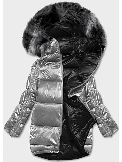Oboustranná bunda oversize v šedé a černé barvě (h-1088-61)