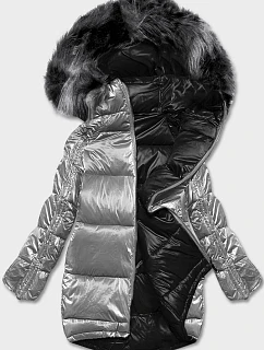 Oboustranná bunda oversize v šedé a černé barvě (h-1088-61)