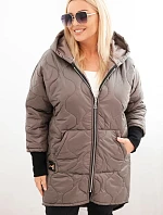 Dámská zimní bunda Plus Size prošívaná s kapucí fango