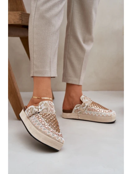 Zdobené Klapky Na Platformě Béžové model 21684886 - Boto