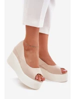 Dámské Sandály Na Klínu A Platformě Světle Béžové Felyra