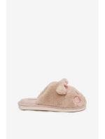 Kožešinové domácí pantofle dámské s oušky a mašličkou Béžové Corayne