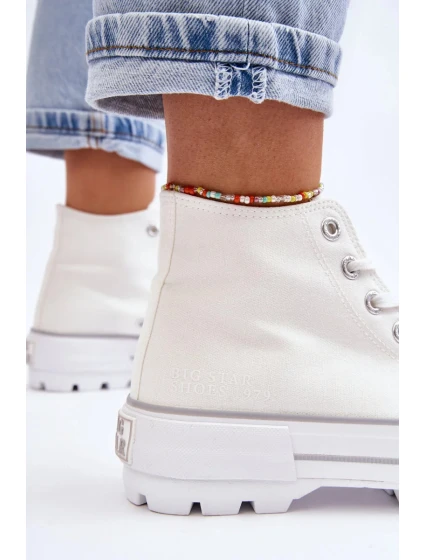 Vysoký Látkové tenisky na platformě Big Star LL274156 Bílá Vysoký Látkové tenisky na platformě Big Star LL274156 Bílá