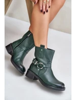 Zazoo Kožené Kotníkové Boty Na Nízkém Podpatku Zateplené Tmavě Zelené Zazoo Kožené Kotníkové Boty Na Nízkém Podpatku Zateplené Tmavě Zelené
