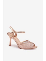 Dámské sandály na jehlovém podpatku se zdobením Peloria – šampaňské