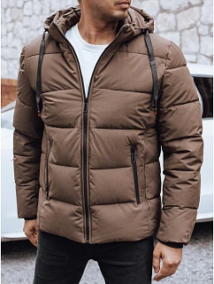 Pánská bunda zimní prošívaná s kapucí hnědá FashionStreet TX5064