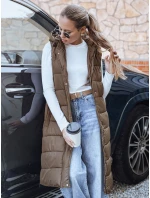 Dlouhá prošívaná béžová vesta FashionStreet TY5253