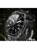 Rubicon RNCE88-1 Smartwatch Black- Černý silikonový řemínek + černý kožený řemínek