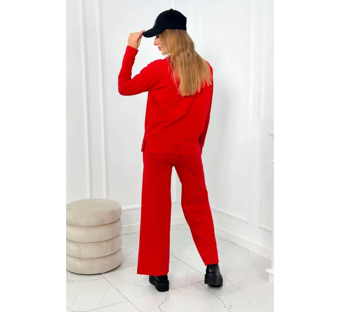 Bavlněný komplet Mikina + Kalhoty s širokými nohavicemi červený Bavlněný komplet Mikina + Kalhoty s širokými nohavicemi červený