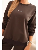 Dámská bavlněná souprava s potiskem Minimal hnědá Dámská bavlněná souprava s potiskem Minimal hnědá