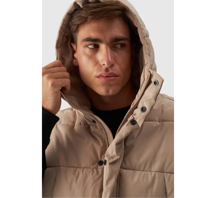 Pánský Péřový Bezrukávník S Kapucí Béžový 4FWAW24TVJAM144-83S