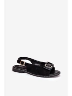 Ploché Sandály S Dekorací Eko Semiš Černé Lilria Ploché Sandály S Dekorací Eko Semiš Černé Lilria