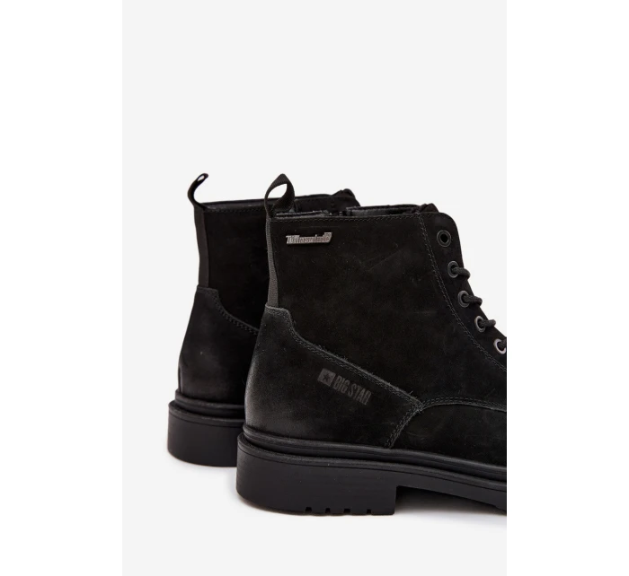 Kožené Zateplené Boty Pro Muže Na Zip Big Star OO174148 Černé