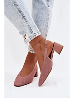 Materiálové dámské sandály na podpatku Růžové model 22102900 - Boto Materiálové dámské sandály na podpatku Růžové model 22102900 - Boto