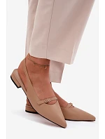 Kožené sandály na nízkém podpatku Maciejka K7449-04 tmavě béžové