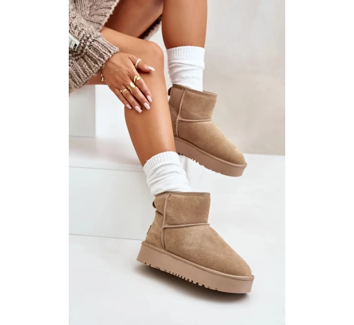 Dámské Semišové Sněhule Na Platformě Nad Kotníky Béžové Rianaella Dámské Semišové Sněhule Na Platformě Nad Kotníky Béžové Rianaella