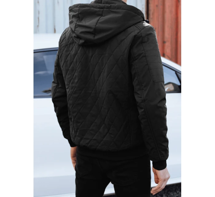 Pánská přechodná prošívaná bunda s kapucí černá FashionStreet TX5037