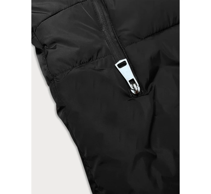 Černá asymetrická dámská bunda (2M-21113)