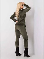 Dámská velurová tepláková souprava plus size khaki (6085)