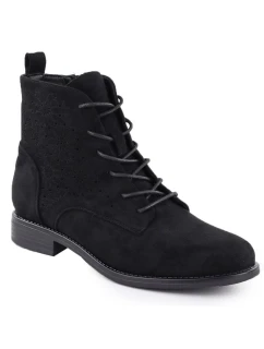 Dámské černé semišové prolamované kozačky model 21905582 - S.Barski