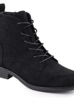 Dámské černé semišové prolamované kozačky model 21905582 - S.Barski