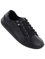 Dámské kožené barefoot ažurové černé boty Gino model 22068723