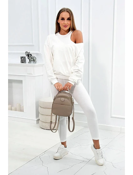 model 18754145 set halenka + top + legíny ecru - K-Fashion