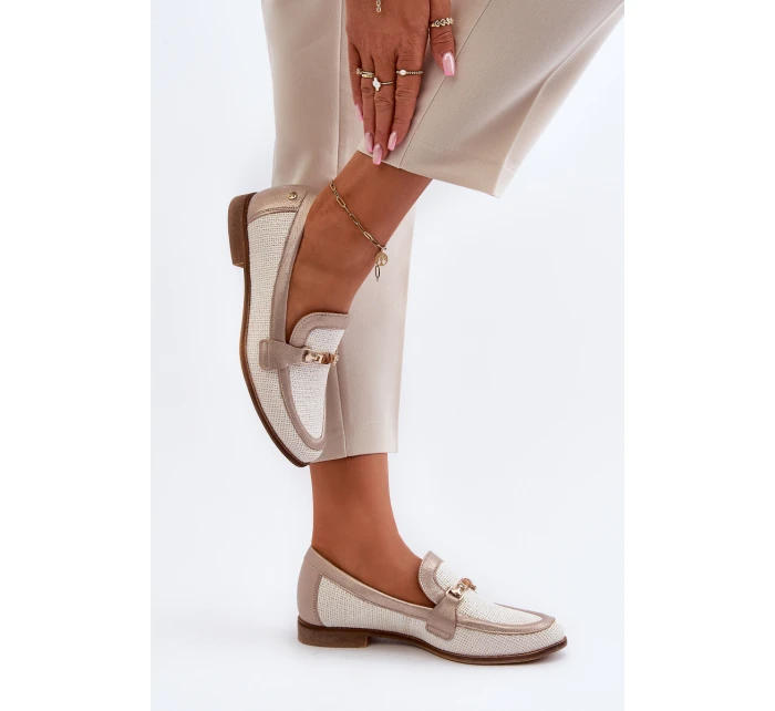 Kožené mokasíny s ozdobou Zlaté Maciejka 06442-25 Zlaté