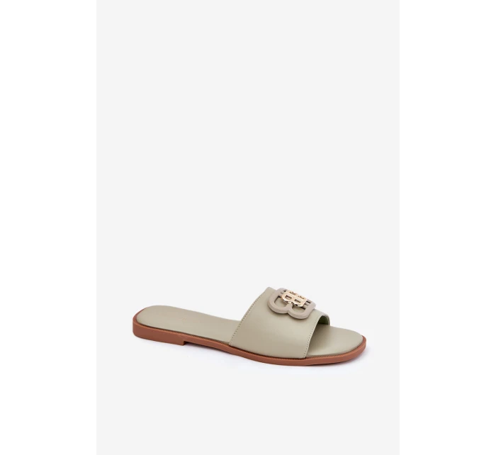 Ploché Dámské Pantofle S Ozdobným Detalem Zelené model 21699585 - Boto Ploché Dámské Pantofle S Ozdobným Detalem Zelené model 21699585 - Boto