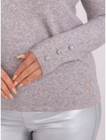 Šedý melanžový svetr s výstřihem