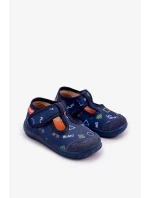 Dětské elastické papuče na suchý zip – tmavě modré Ambette Dětské elastické papuče na suchý zip – tmavě modré Ambette