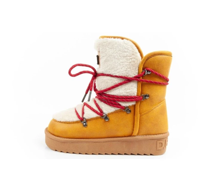 D.Franklin sněhule dámské zimní módní kožešina zateplené hořčice dámské