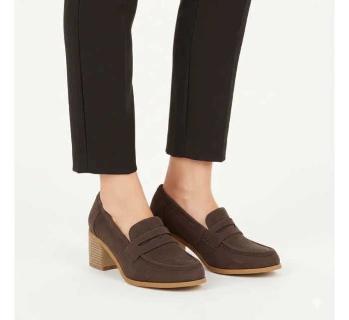 Dámské semišové boty na podpatku hnědé M.Daszynski model 22015050 - M. Daszyński