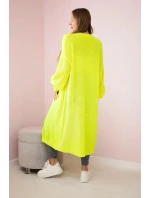 Svetr dlouhý kardigan žlutá neon Svetr dlouhý kardigan žlutá neon