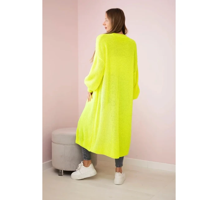 Svetr dlouhý kardigan žlutá neon Svetr dlouhý kardigan žlutá neon