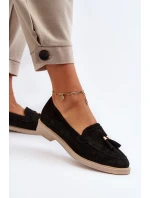 Černé Dámské Semišové Mokasíny Na Ploché Podrážce model 21652477 - Zazoo Černé Dámské Semišové Mokasíny Na Ploché Podrážce model 21652477 - Zazoo