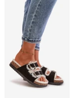 Dámské Pantofle S Přezkami A Kožíškem Černé model 21670217 - Boto Dámské Pantofle S Přezkami A Kožíškem Černé model 21670217 - Boto